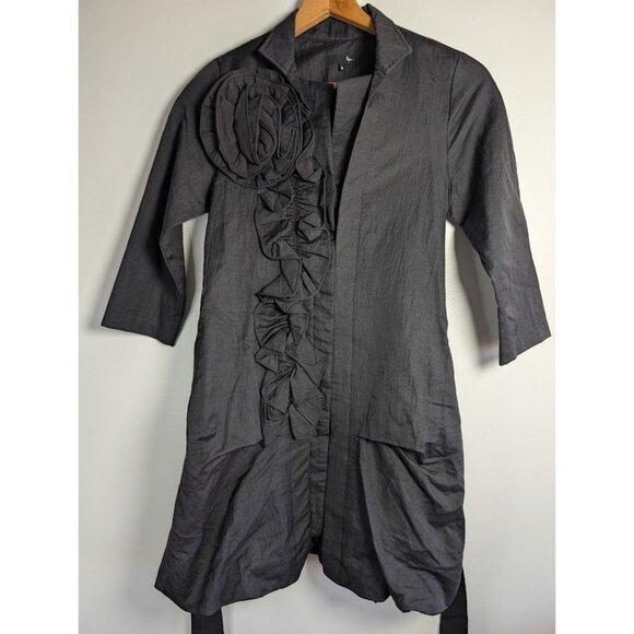 Ryu Anthropologie Jacket size Small 3D Rosette Witchy Whimsigoth Goth Boho Fairy - Picture 4 of 13